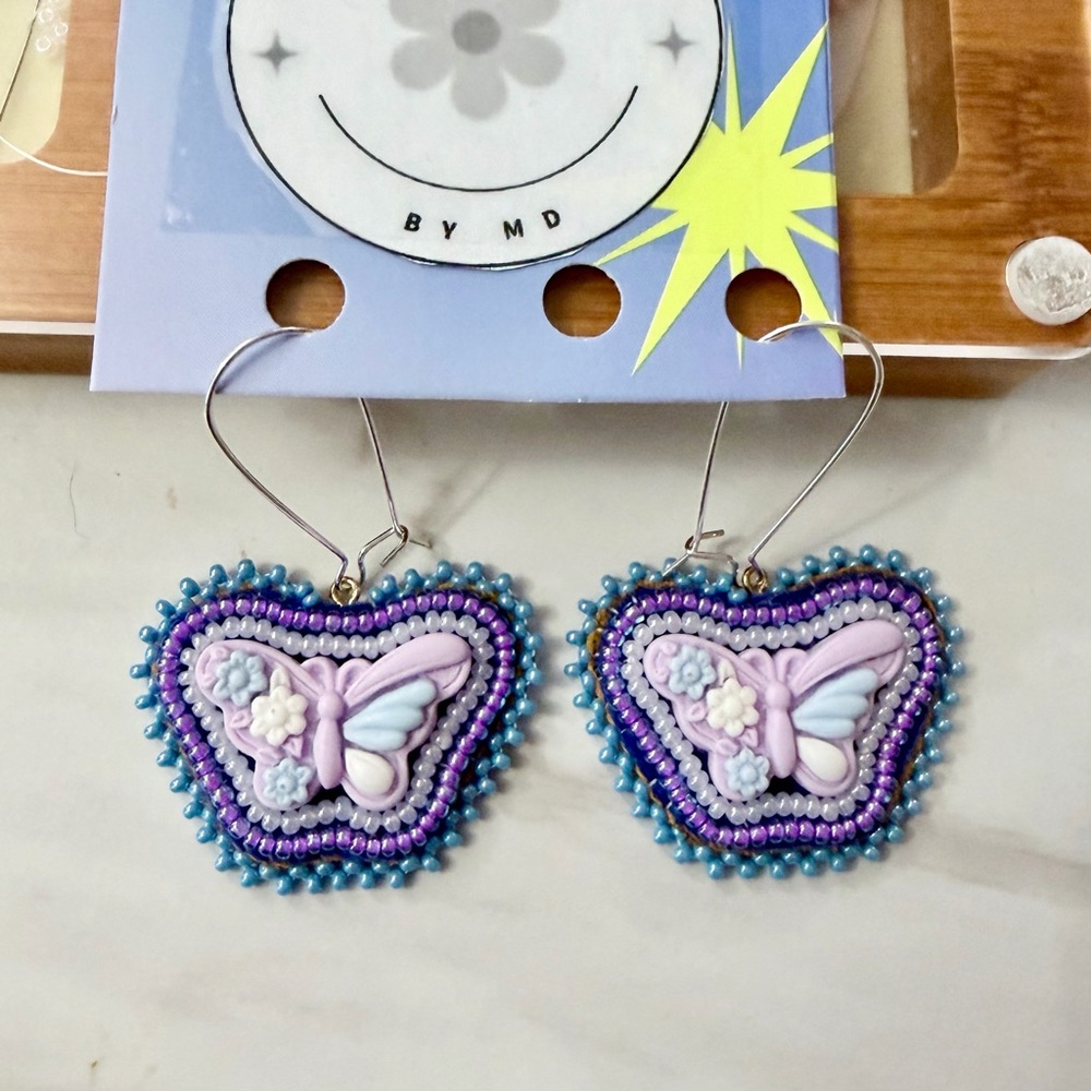 Handmade Beaded Butterfly Earrings